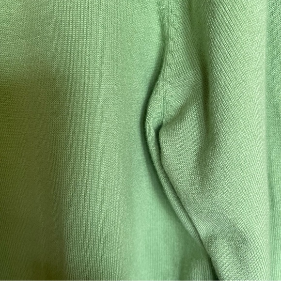 Lands End cotton crew neck cardigan lime green Size large 14-16 Classic preppy - Picture 9 of 10